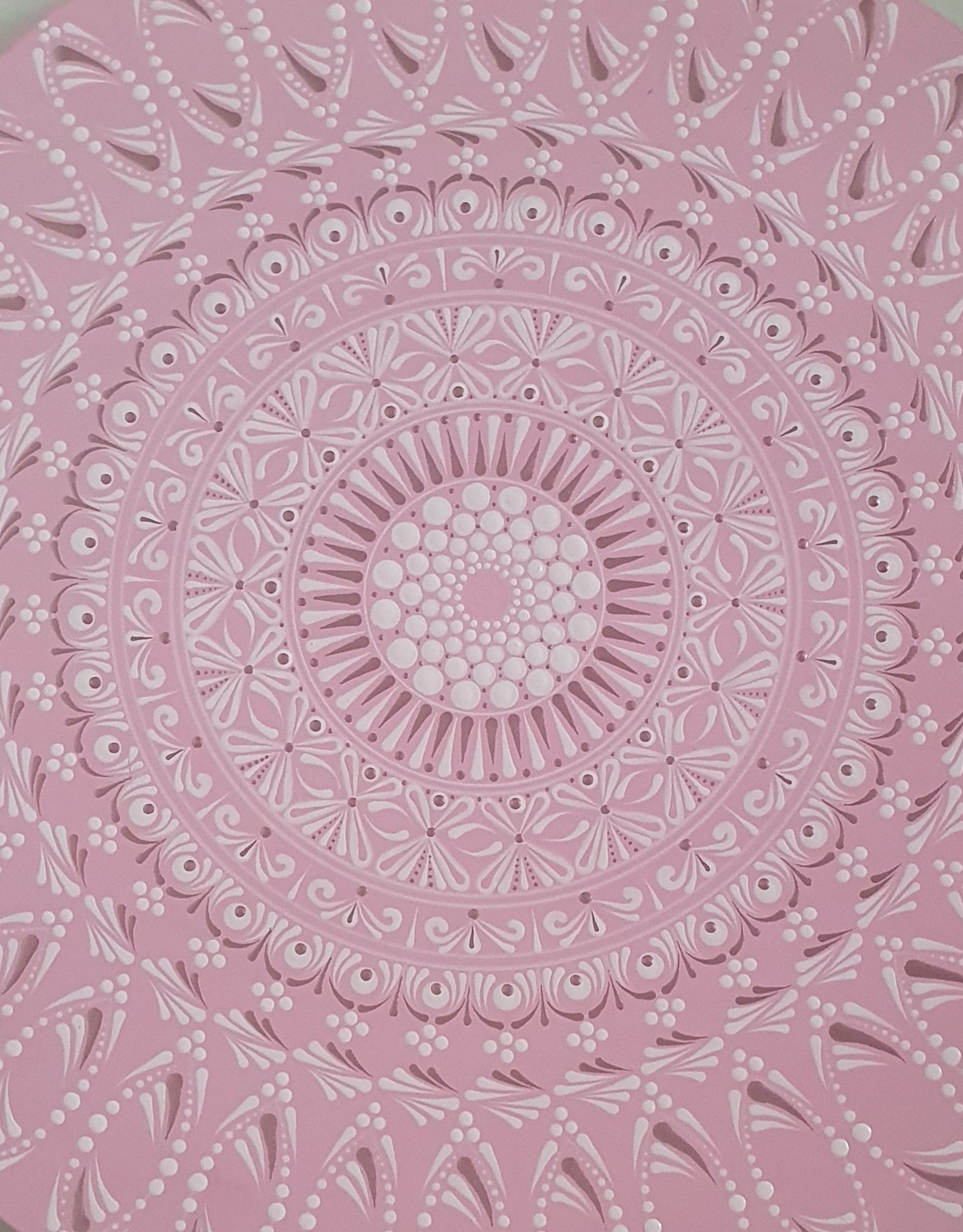 Rózsakvarc Álom – 50 cm Kézzel Pontozott Prémium Mandala - Image 3
