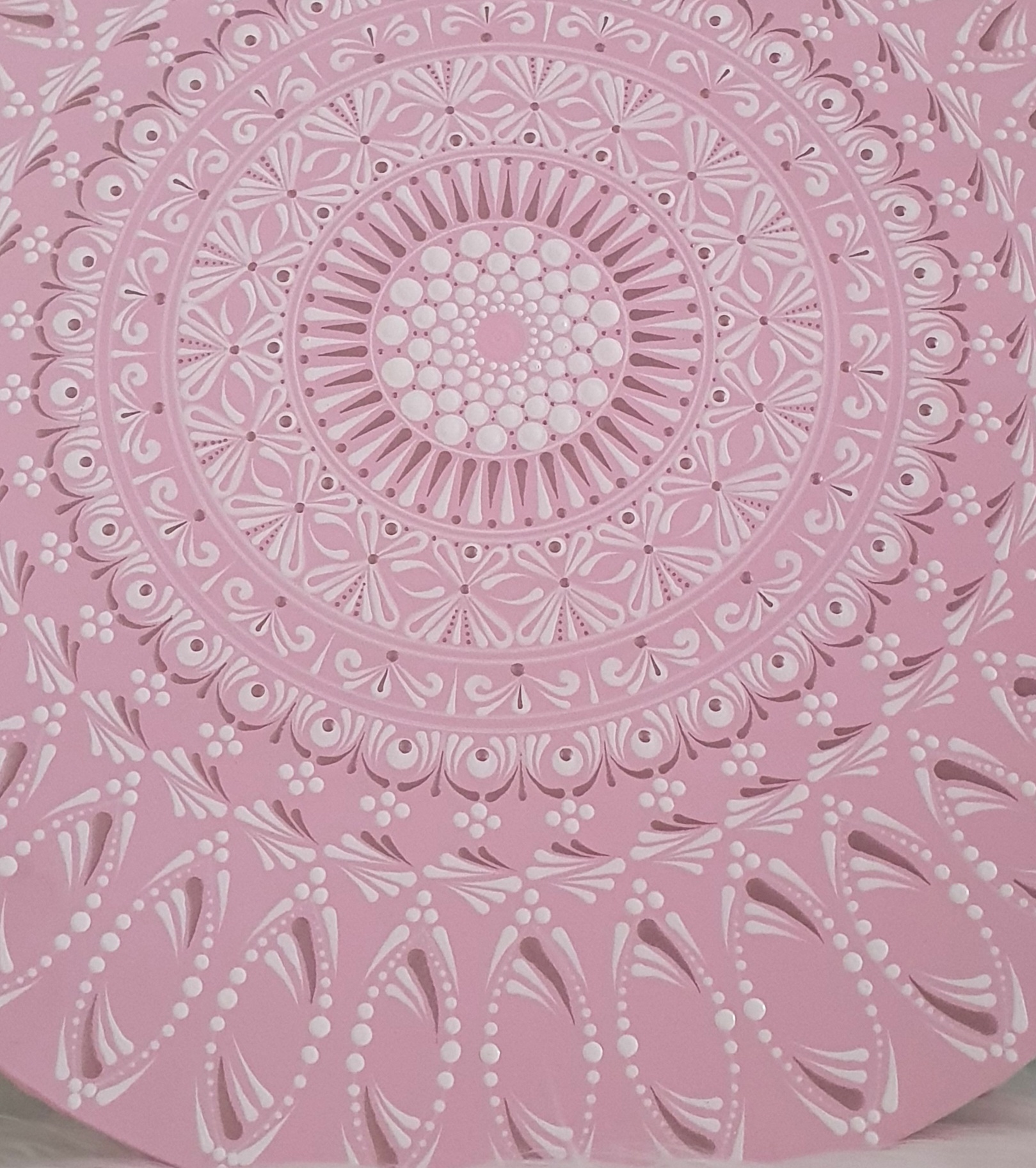 Rózsakvarc Álom – 50 cm Kézzel Pontozott Prémium Mandala - Image 2