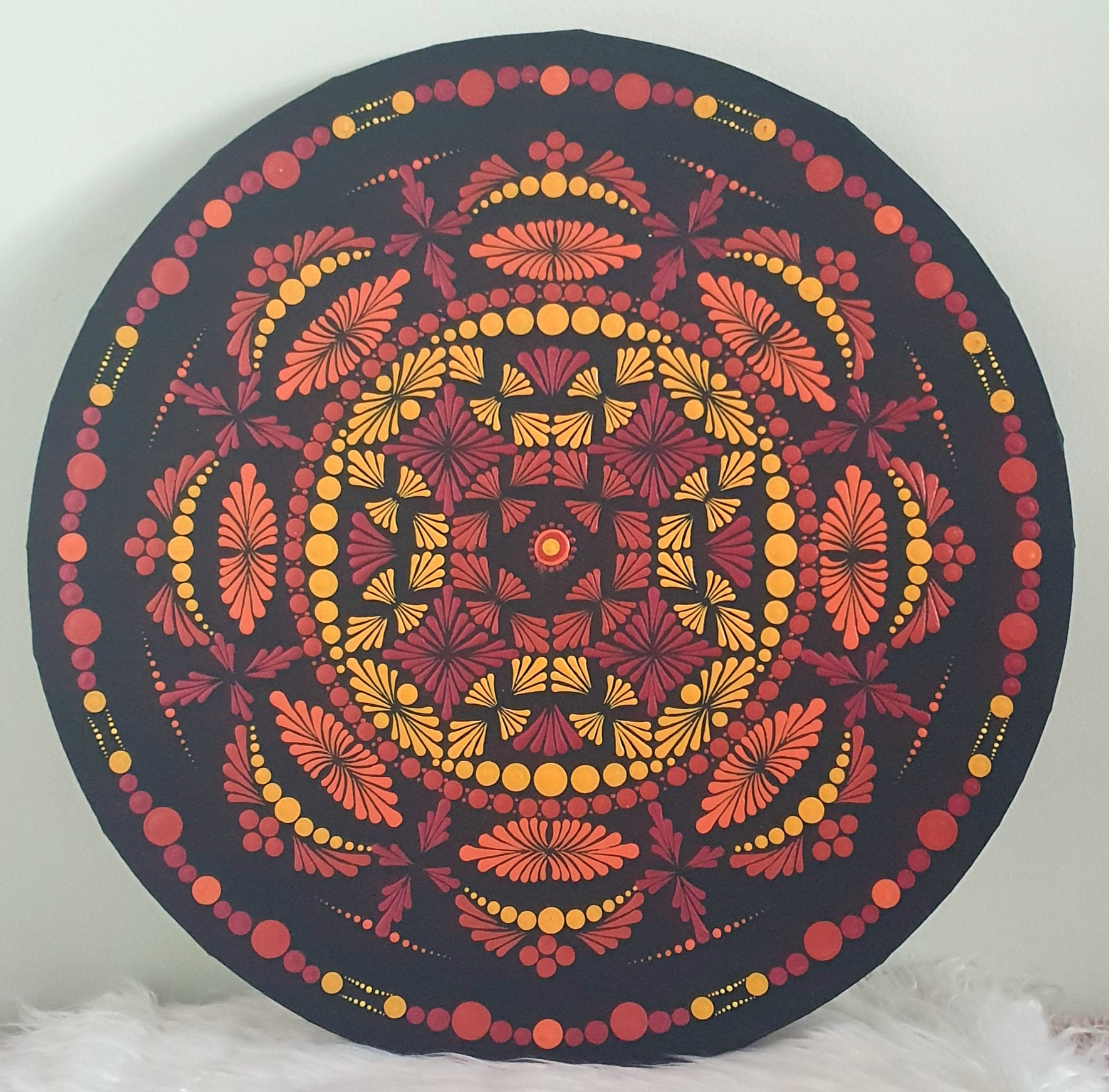 Belső Tűz – 50 cm Kézzel Pontozott Prémium Mandala Festmény