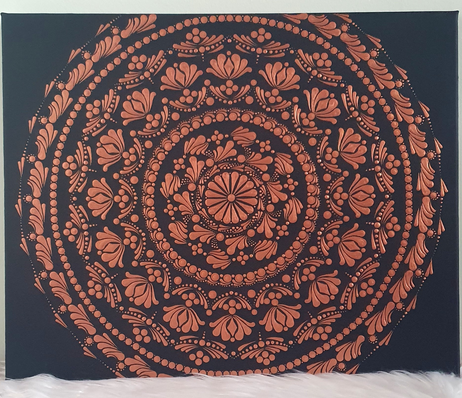 Bronz Elegancia – 50 x 40 cm Kézzel Pontozott Prémium Mandala Festmény