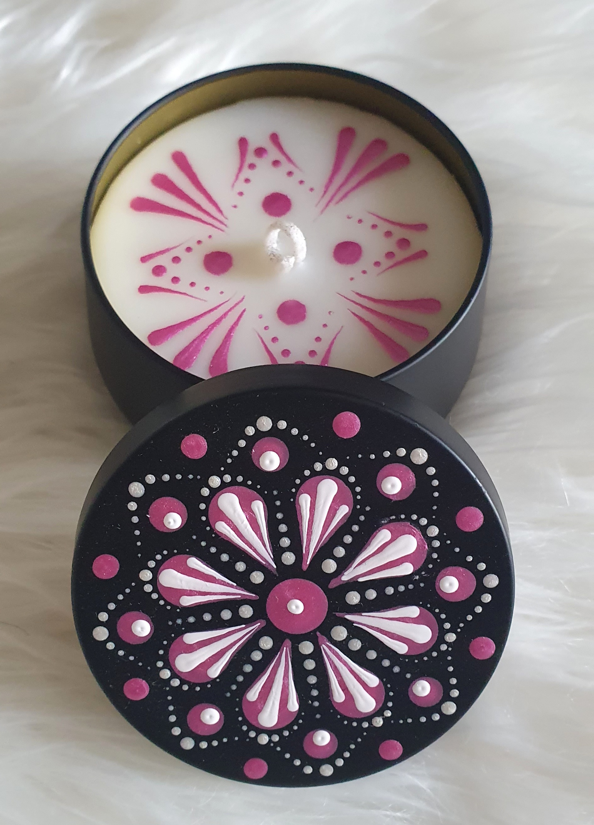 Éjféli Pink Mandala – Kézzel Készített Tégelyes Mandala Gyertya